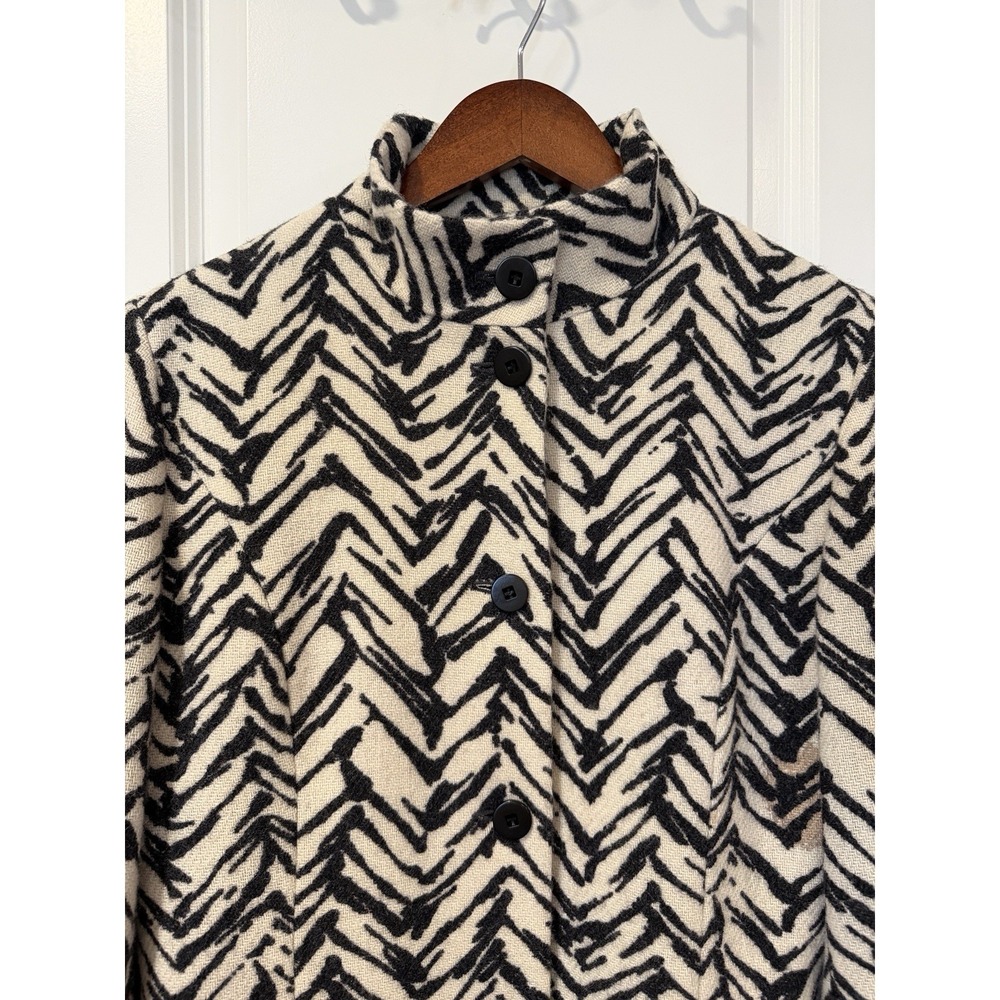 The Limited Wool Mohair Chevron Coat Women's Medium Black White Longline 38"